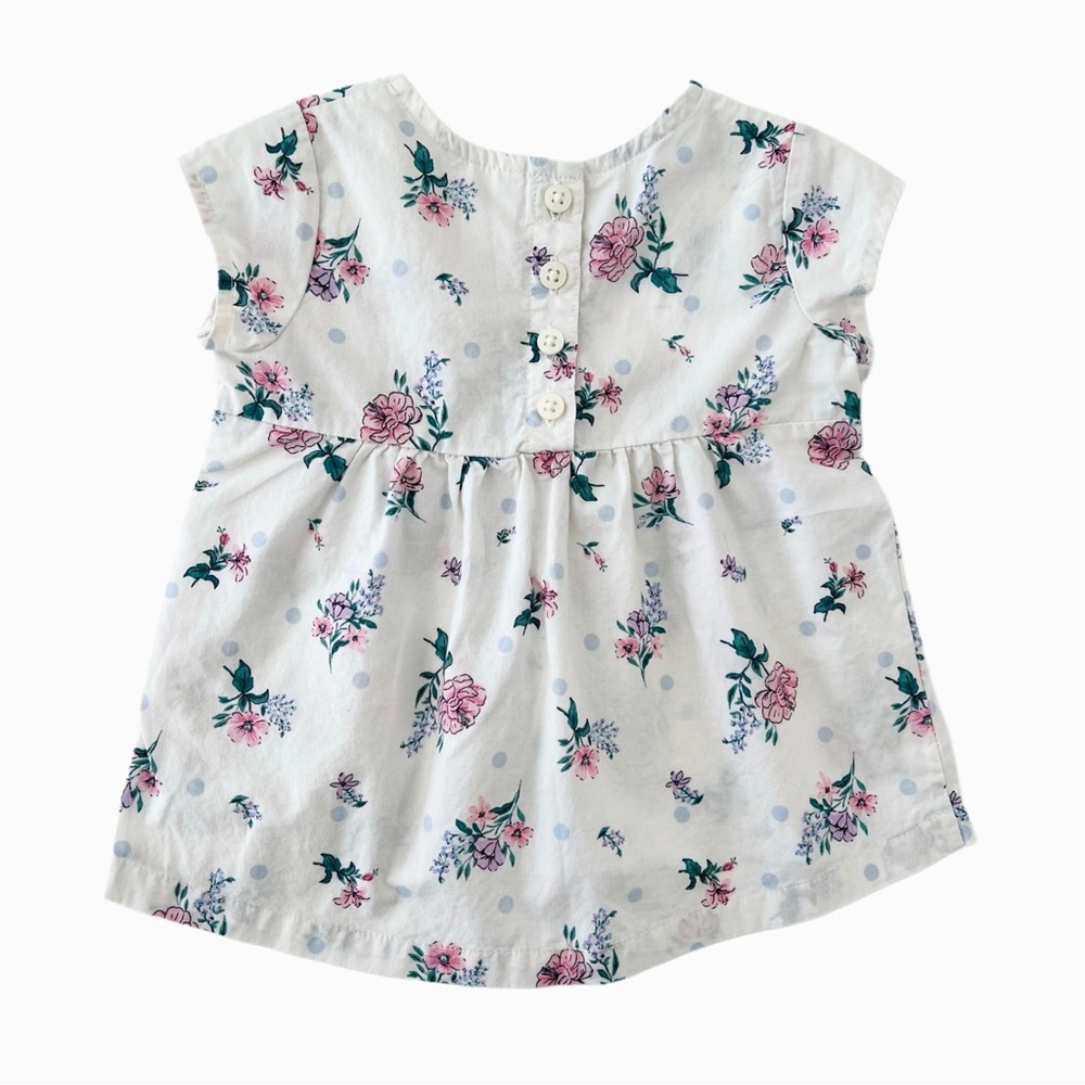 Carter's White and Pink Floral & Polka Dot Tunic Blouse | Baby Girl 6 Months - Picture 3 of 4